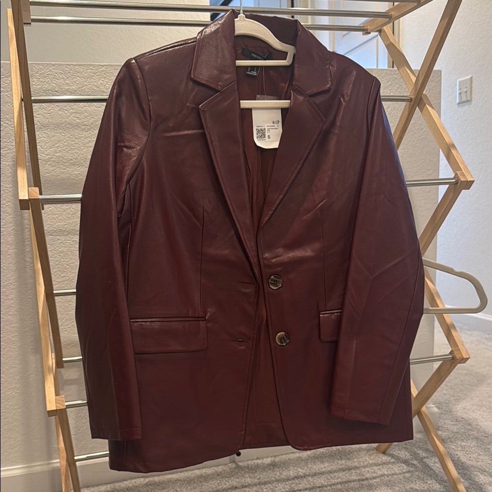 Forever 21 Maroon Faux Leather Jacket